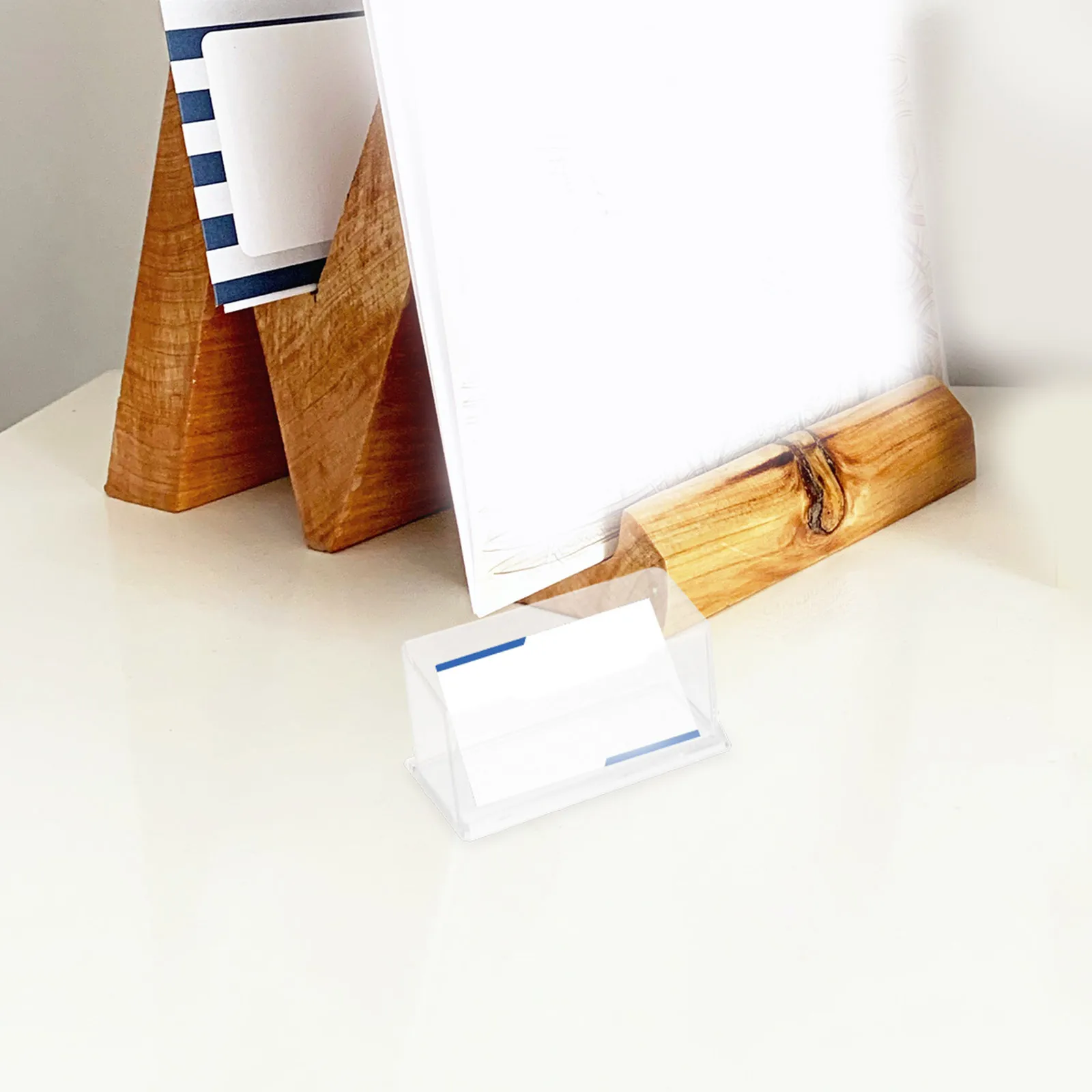 

6Pcs Clear Acrylic Business Card Display Holders Desktop Organizer Rack Stand for Office Meeting Desk Business Card Holders