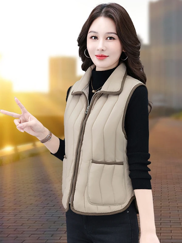 

Женский пуховый хлопковый жилет 2029, новинка зимы, повседневная теплая верхняя одежда, модное стеганое пальто на молнии из полиэфирного волокна
