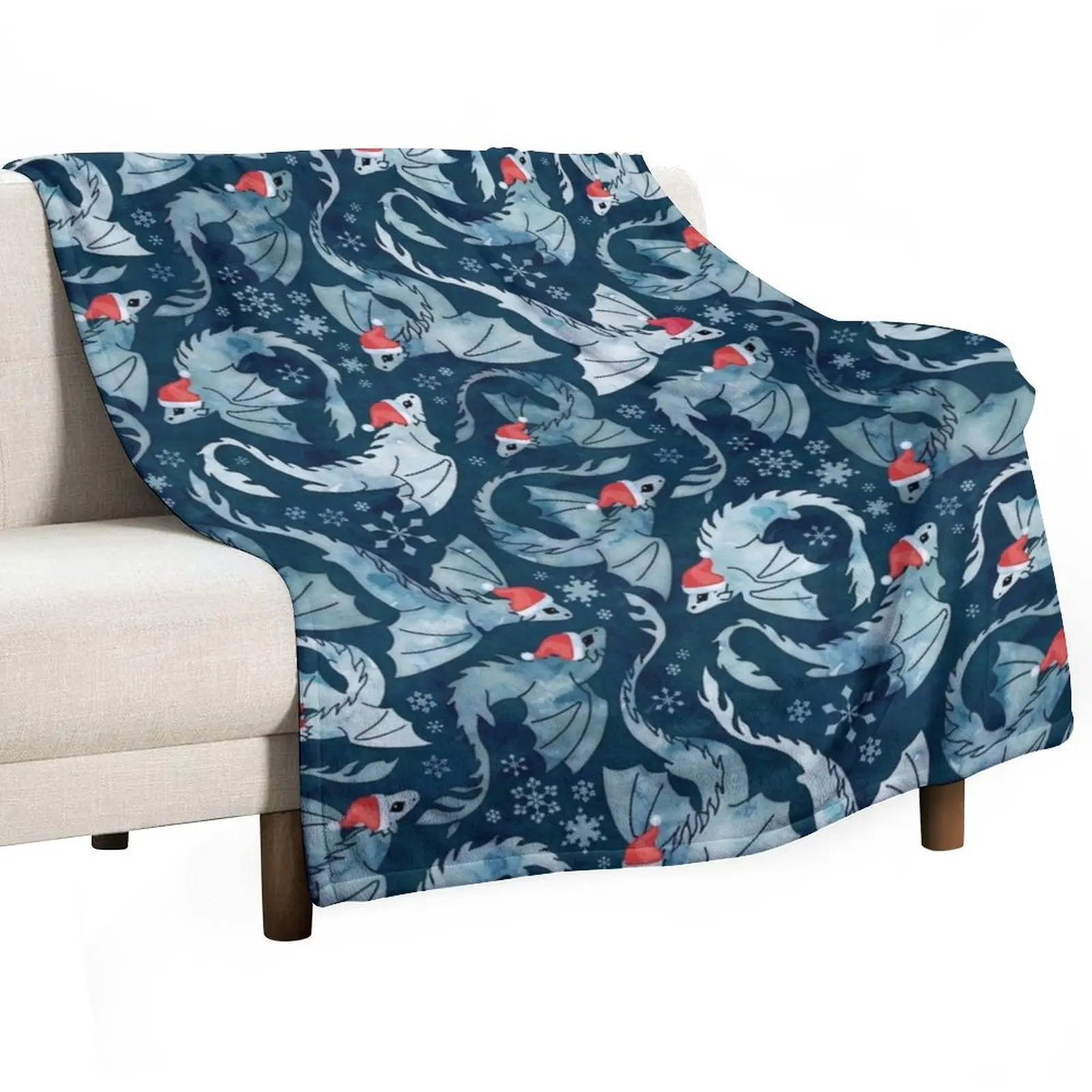 

Dragon fire dark blue Christmas snowflake Throw Blanket Thermals For Travel Nap Blankets Sofas Of Decoration Vintage Blankets