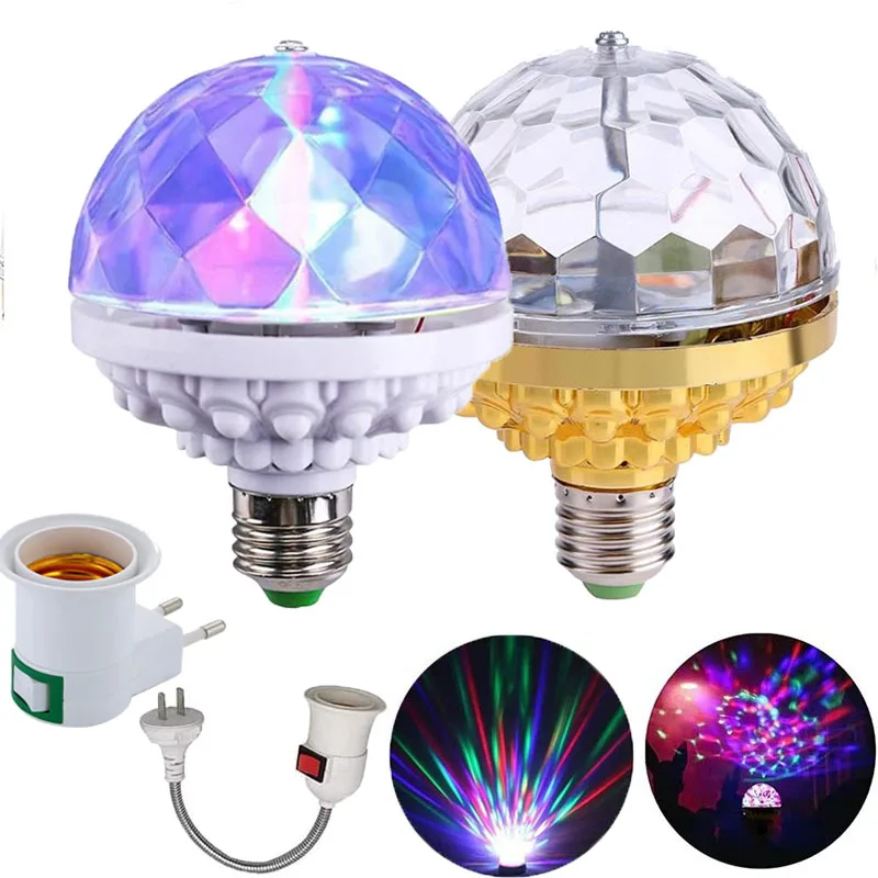 Rotating Magic Ball Lights E27 LED Bulb Stage Light DJ Disco Party Atmosphere Lamp For Dance Club KTV Decor RGB Strobe Lighting