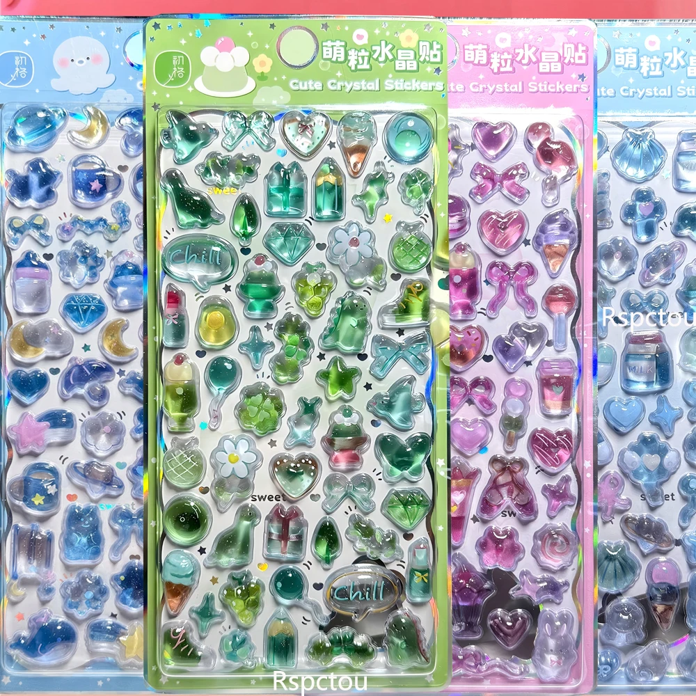 

Набор из 4 милых 3D-наклеек с животными и десертами, водонепроницаемые, для декора телефонов, канцелярских товаров и ежедневников