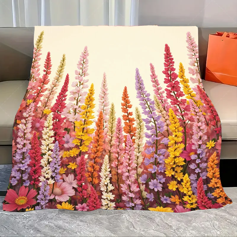 

1pc Flannel Blanket Vibrant Floral Print Throw Blanket for Cozy Home Decor