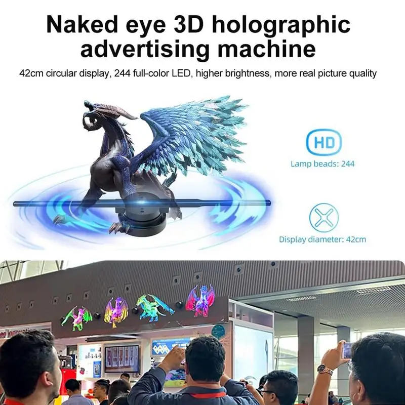 3D 홀로그램 선풍기, 42cm WiFi 3D 홀로그램 프로젝터, 광고 디스플레이 라이트, HD 홀로그램 프로젝터, 상점 바 파티 크리스마스