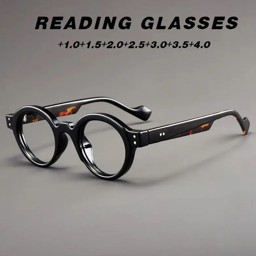 نظارات قراءة كلاسيكية قديمة الطراز جديدة بإطار دائري مضادة للضوء الأزرق تكبير ذكي ياباني لكل من الطول والقريب #6