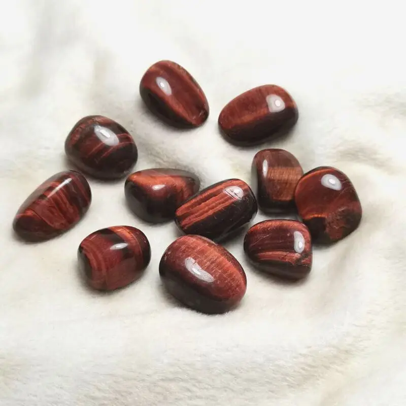 Wholesale 4pcs Polished Red Tiger Eye Tumbled Stones 20-30mm Energy Balance Sea Glass for Healing And Jewelry Making