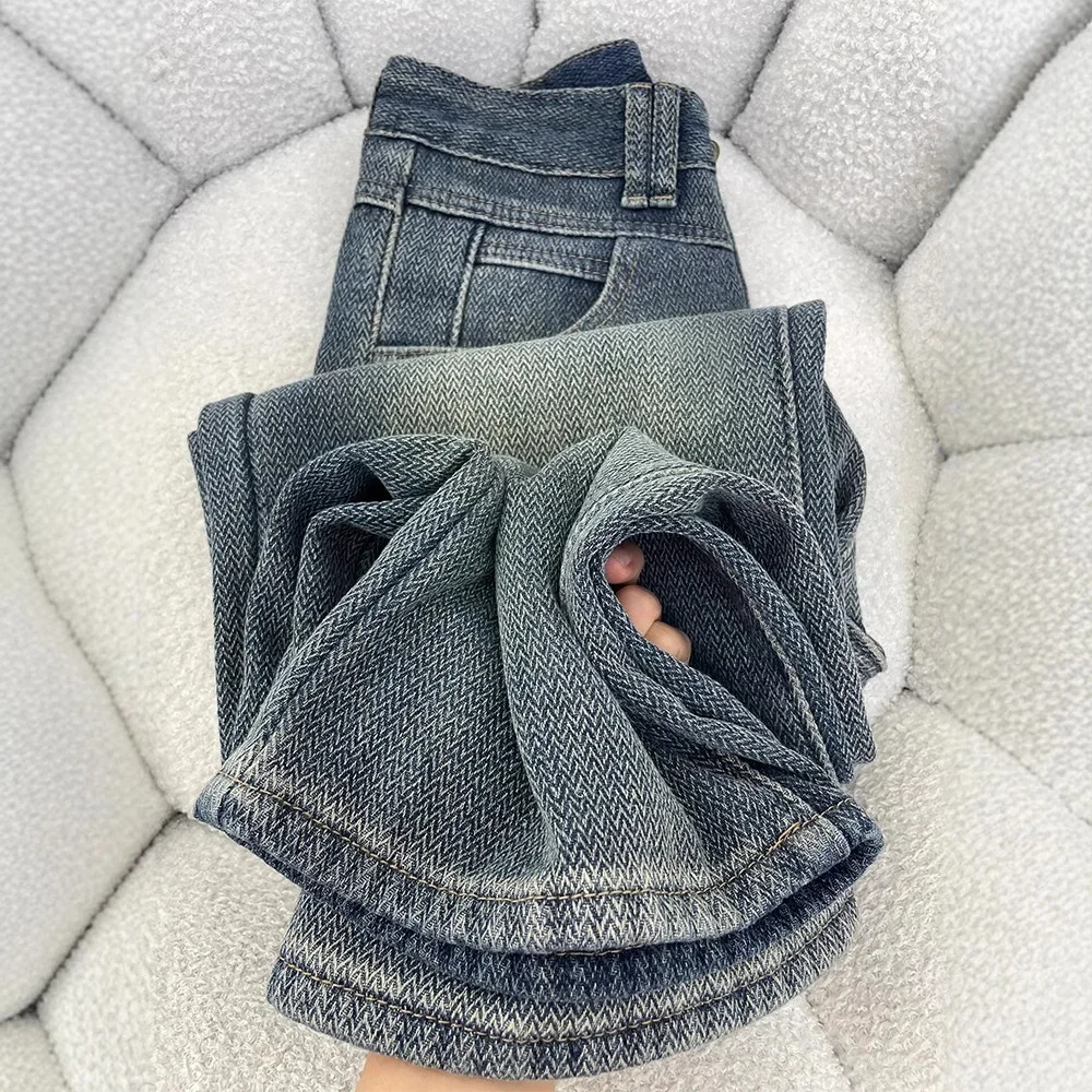 

High Waist Wide Leg Denim Jeans Women's Autumn Winter Star Pattern Wheat Ear Slimming Pants Loose Fit Casual Trousers