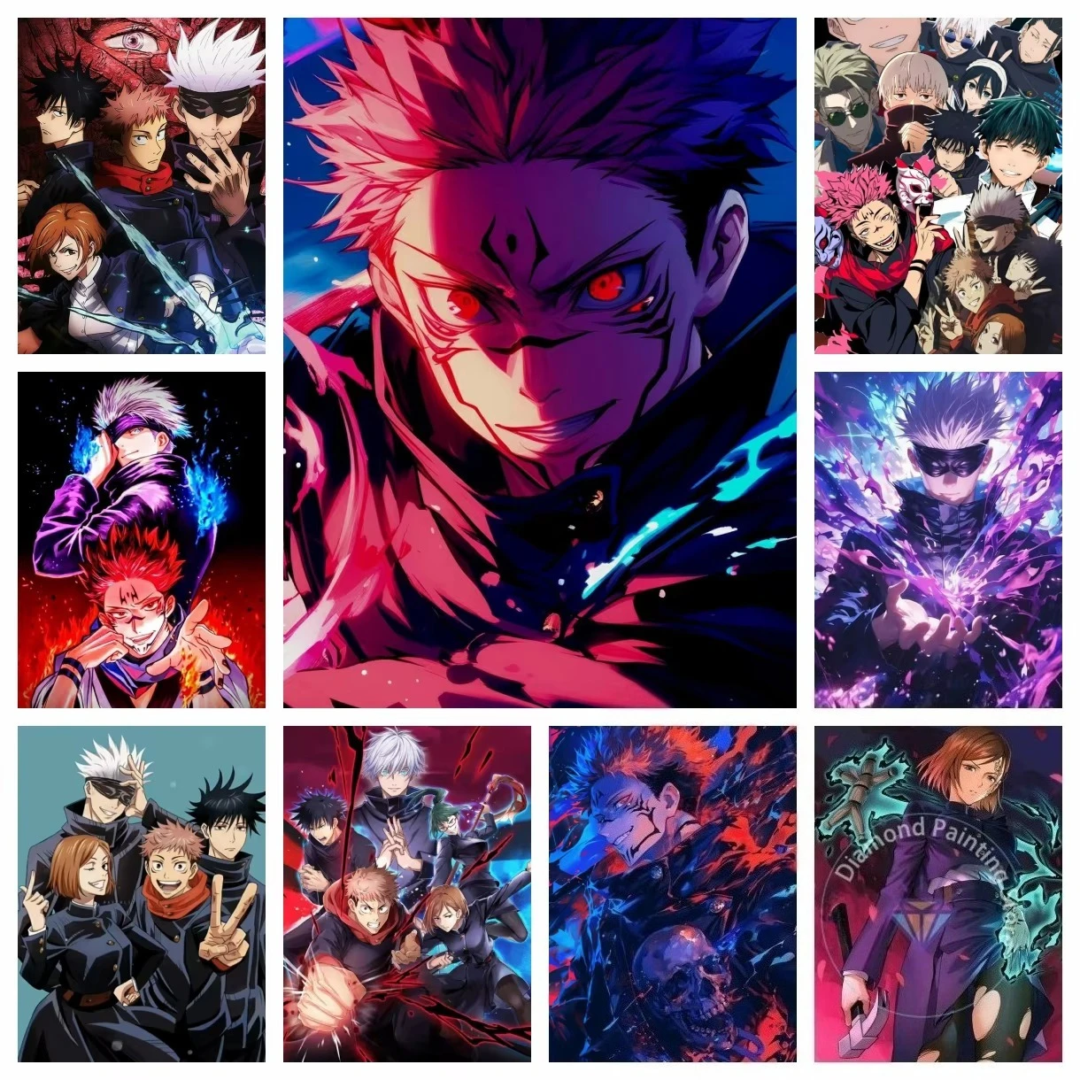 Jujutsu Kaisen Satoru Gojo Itadori Yuji Anime Diamant-Malerei-Set 5D DIY Diamant Handgemachtes Geschenk Handwerk Heimdekoration