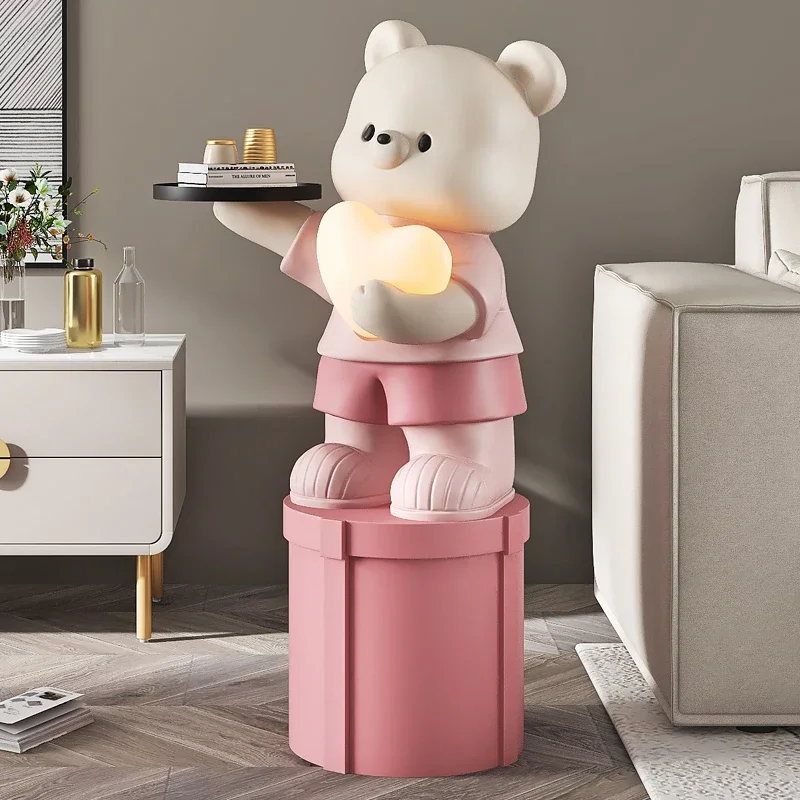 Home Decor Vitality Bear Statue Large Tray Storage Rack Floor Decoration Room Decor Animal Sculpture Ornaments Housewarming Gift