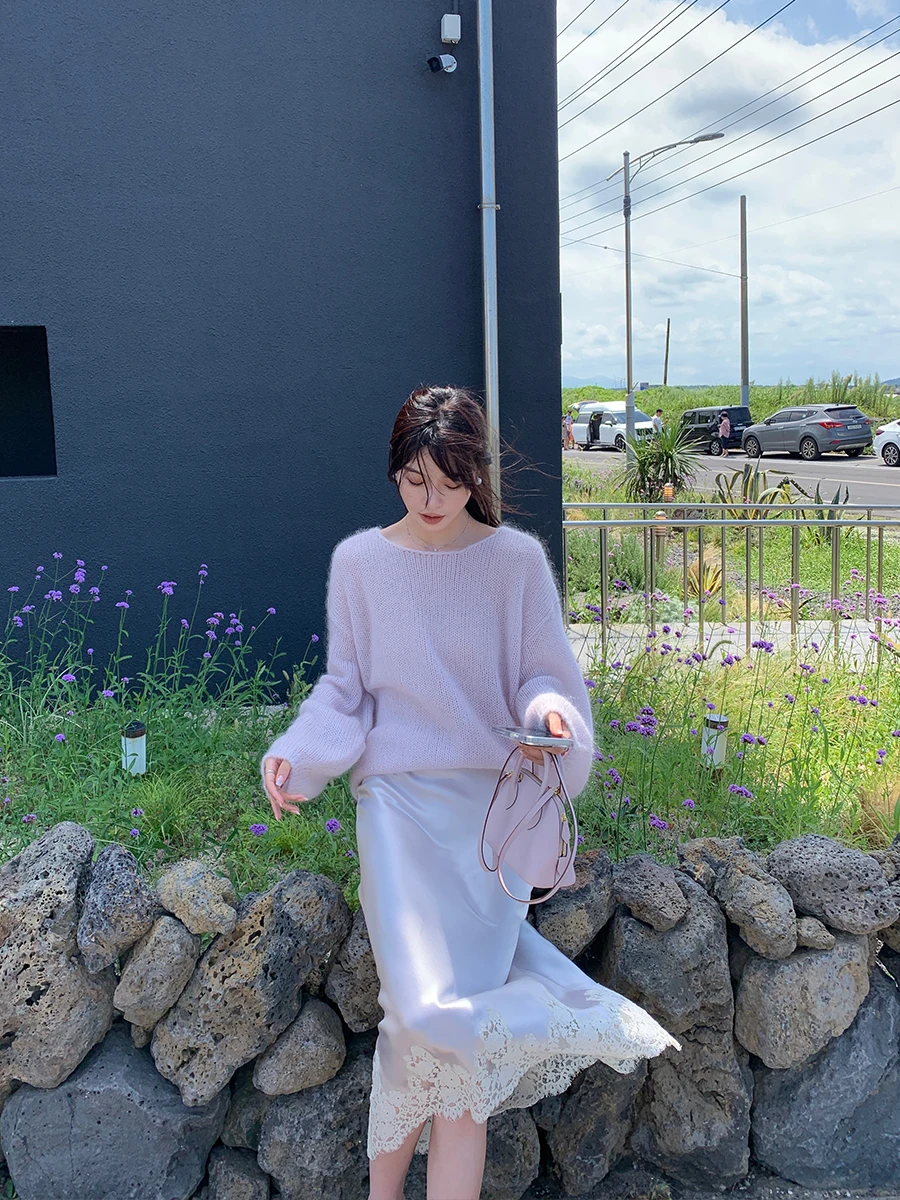 

Lazy Zoe Baby Ultra-Light Knitted Sweater round Ne Loose Fit Pure Color Wool Blend Long Sve Warm Autumn Winter Top