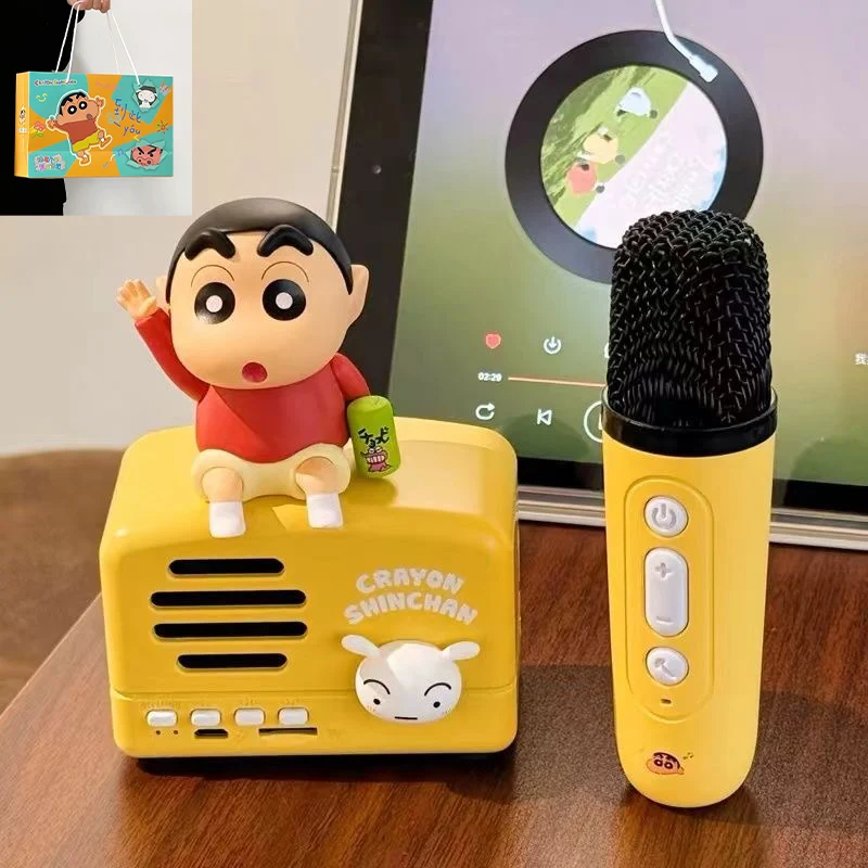 

Беспроводной Bluetooth-динамик Crayon Shin-Chan с микрофоном для караоке, портативные домашние аудиоигрушки, практичные подарки на день рождения/Рождество