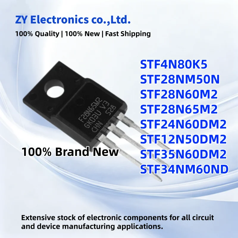 10Pcs/lot New STF28N60M2 STF24N60DM2 STF28NM50N STF34NM60ND STF4N80K5 STF35N60DM2 STF12N50DM2 STF28N65M2 TO-220F Transistor