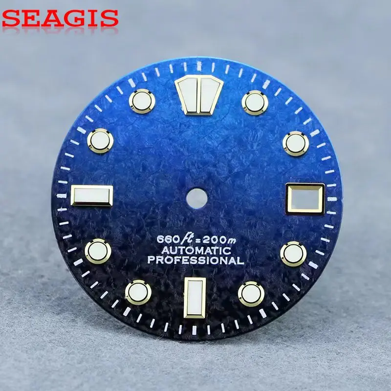 

SEAGIS Ice crystal type 28.5mm watch dial NH35 movement Mod blue green luminous watch accessories No logo Watch Face