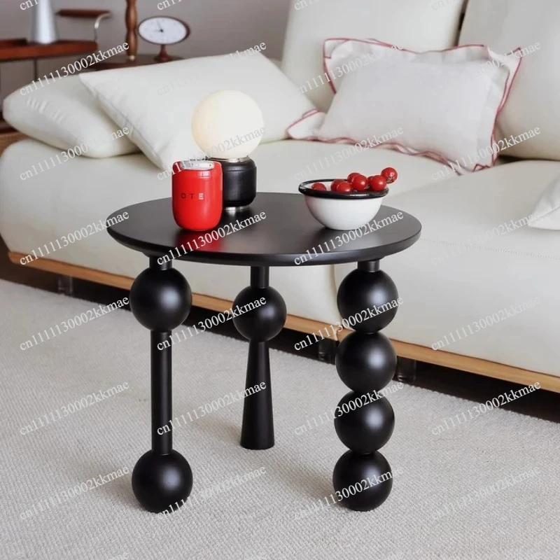 Vintage Solid Wood Round Table Balcony Storage Rack Small Sofa Side Table Stylish Living Room Coffee Tables for Home Decoration