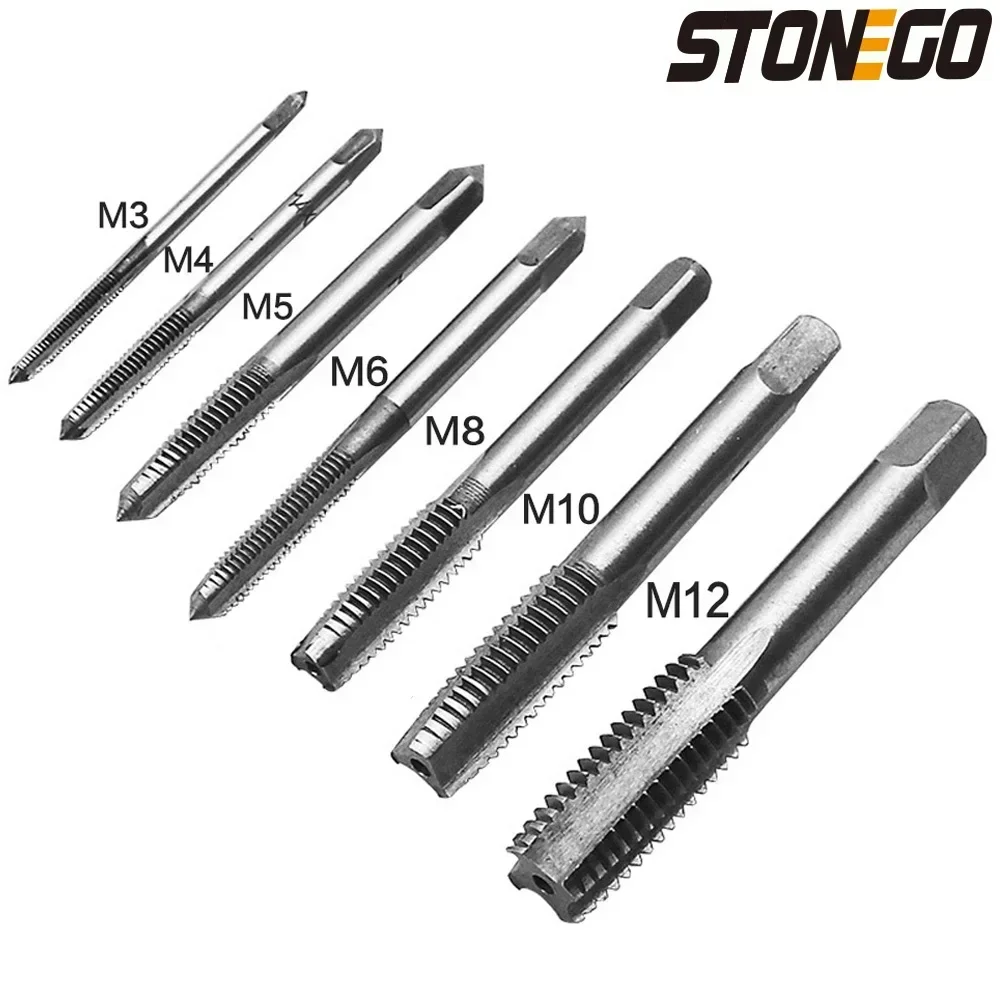 STONEGO 5PCS/7PCS Bearing Steel Manual Tapping Drill Set M3-M12 - Efficient Wood, Plastic, and Aluminum Screw Thread Tool