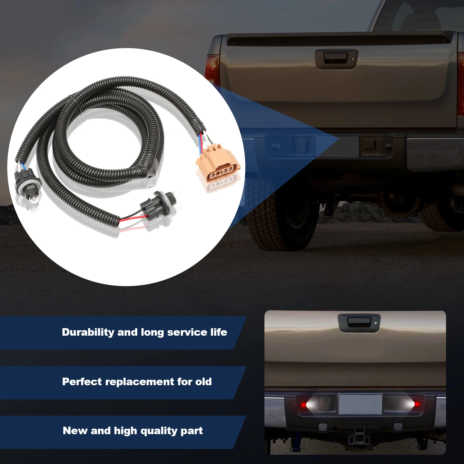 

Rear Bumper License Plate Light Harness for 15768809 with 2 Bulb For Silverado Classic Sierra 1999-2007 Avalanche 2002-2006