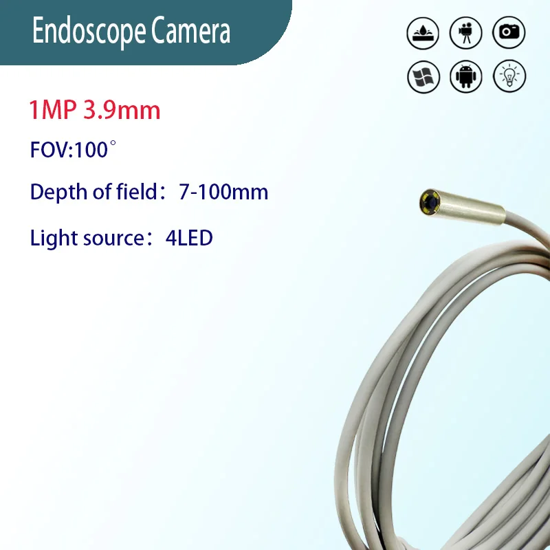 

1MP 3.9mm 100° Wide Angle Industrial Endoscope Camera 1.5m Type-C Android Soft Cord Industrial Endoscope Camera Probe