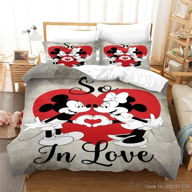 

Cute Cartoon Mickey Mouse Love Child Duvet Cover Set HD Comforter Cover Bedclothes for Kids Bedding Sets Bedroom Decor