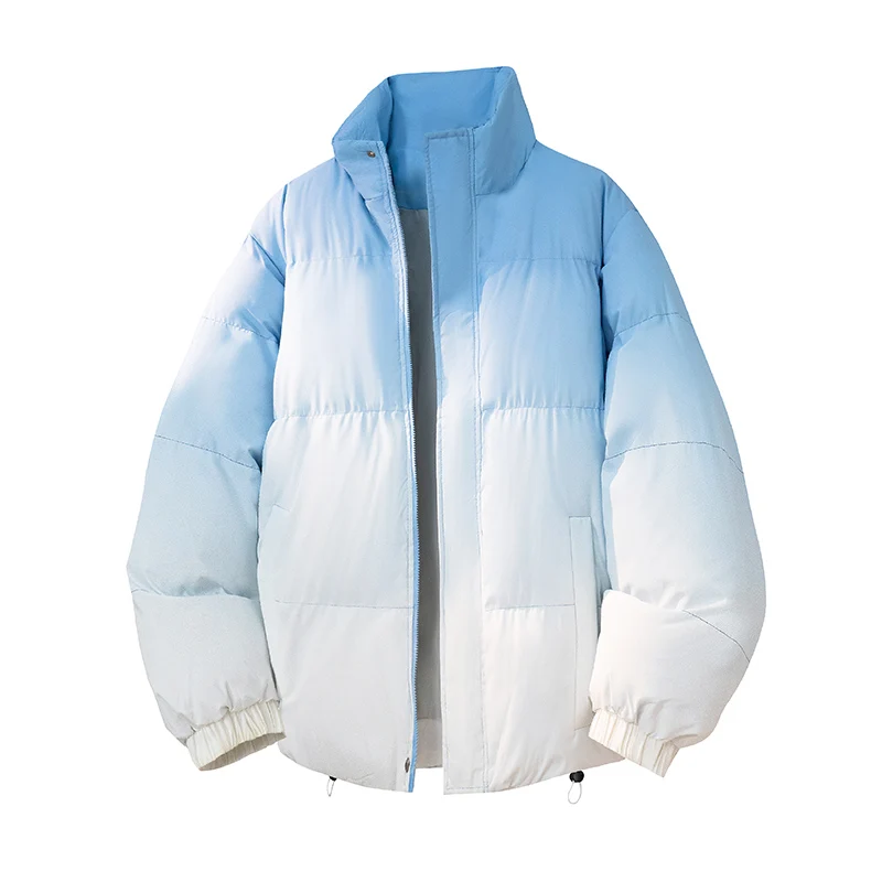 2026 Autumn Winter New Trendy Gradient Color Cotton Padded Jacket Youth Casual Warm Thick Coat Daily Outerwear Slim Top Clothing