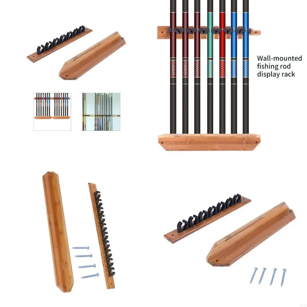 الحائط حامل حامل رفوف قضيب الصيد الرئوي حامل التخزين العمودي أعمدة صيد الأسماك رف W89F