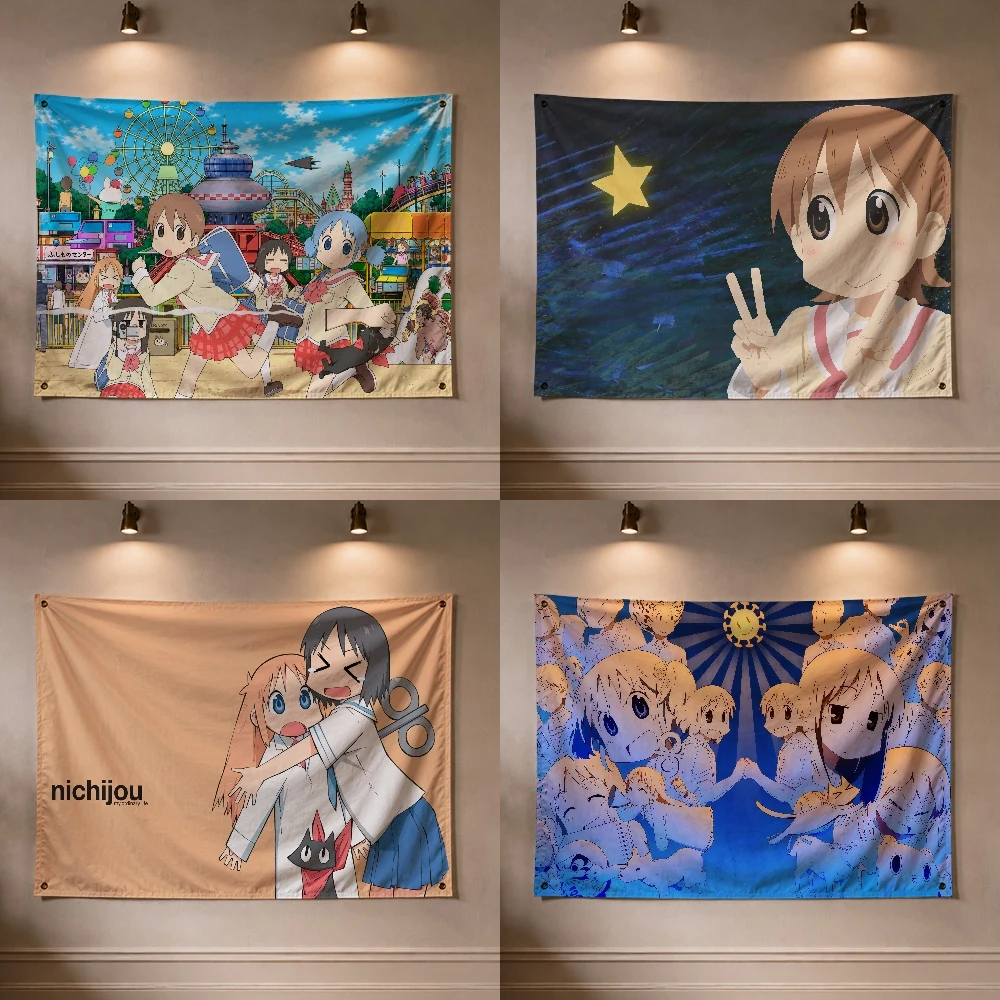 Anime N-Nichijou My Ordinary Life Flag Decoration Outdoor Picnic Party Art Hanging Home Camping Party Banner