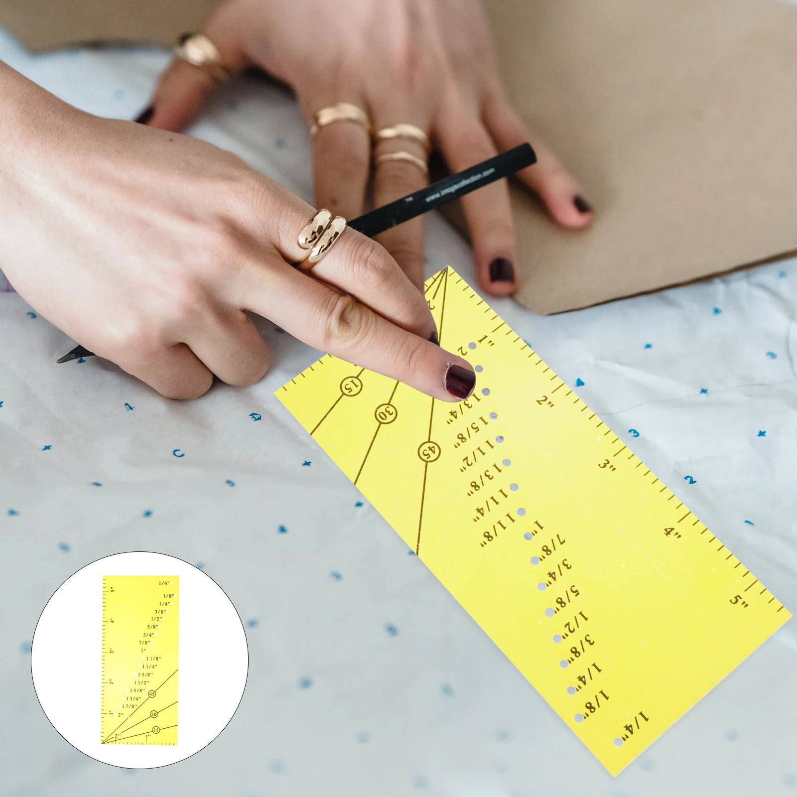 Penggaris Jokot Plastik Alat Ukur Tahan Lama Mesin Jahit Patchwork Quilting Template Pengukur Kerajinan Hemline Lurus