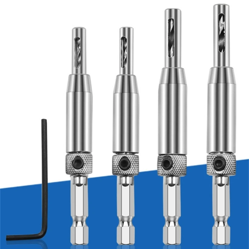 High Speed Steel Drill Bit Set for Precise Woodworking Cabinetry, Self Centering