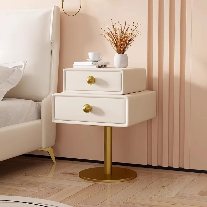 

Rotating solid wood bedside table light luxury creative design simple modern cream style Internet celebrity girl bedside table