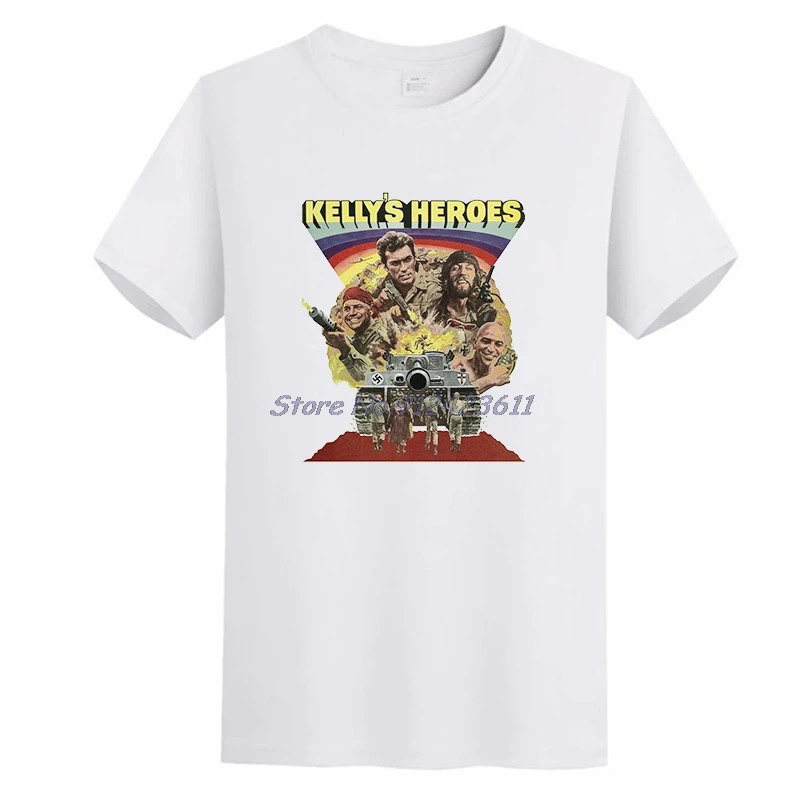 ?Kelly's Heroes Clint Eastwood Oddball War Soldier Movie 70s Graphic T Shirts Short Sleeve T-Shirts Cotton Mens Print T Shirt