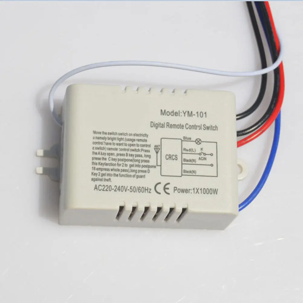 

220V 1 Channel Wireless Light Switch Remote Control for Indoor Lamp LED Droplight Modern Low Pressure Crystal Dome Fluorescent