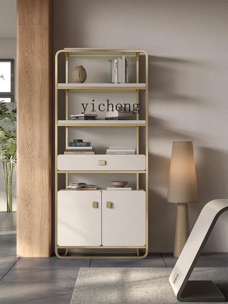 TQH Stainless Steel Bookcase Study Multi-layer Bookshelf Modern Simple Shelf Home Storage Locker