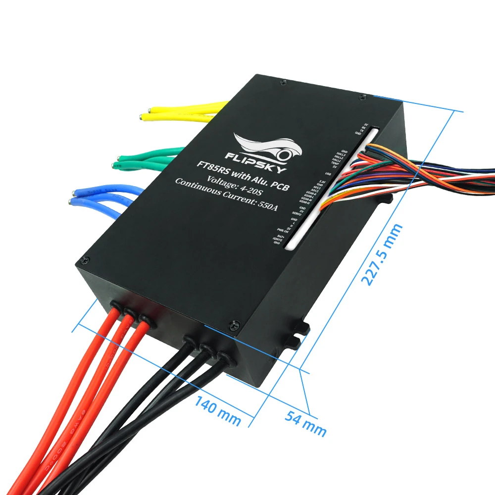 

Hot Sale FLIPSKY FT85RS ESC 84V 550A Water Cooling Aluminum Case Non-VESC for E-Foil Surfboard AGV Fighting Robot