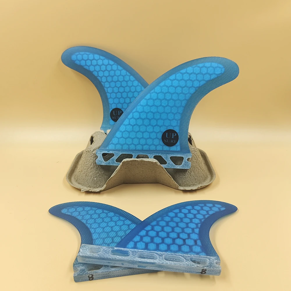 UPSURF M+GL Quad Surf Fins Honeycomb Fiberglass Surfboard Fins Set Single Tabs Base Compatible FUTURE Solid Color Surfing