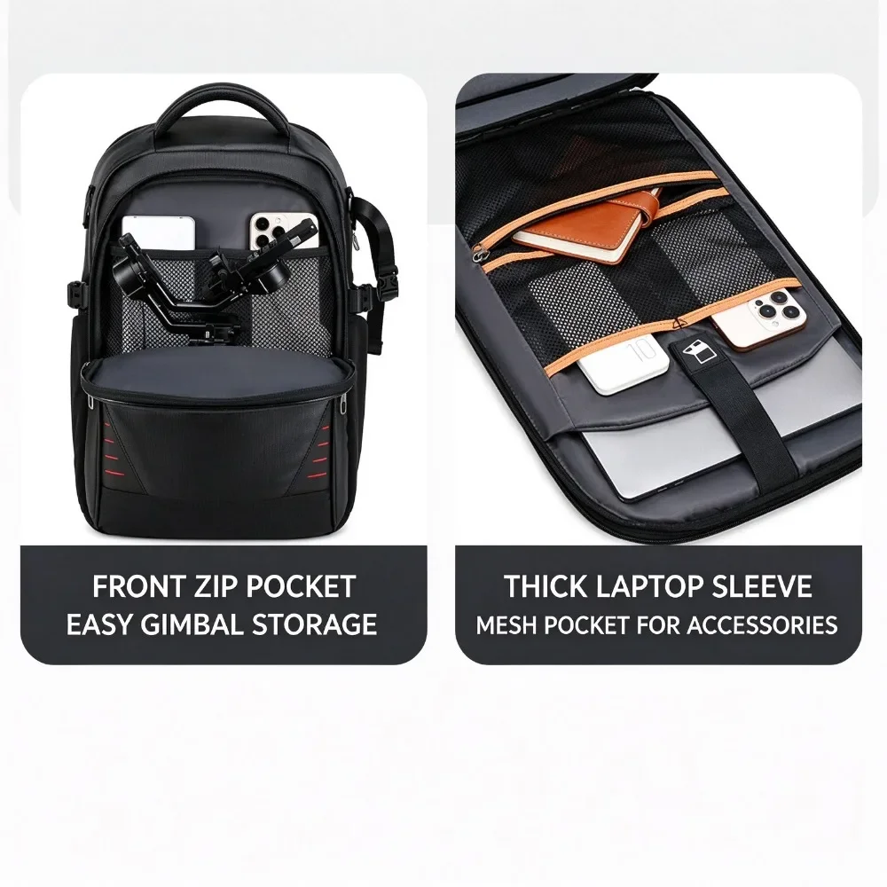Big Capacity DSLR Drone Camera Backpack Water Resistant Camera Bag with Customizable Partition Tripod Strap for Sony DJI Drone