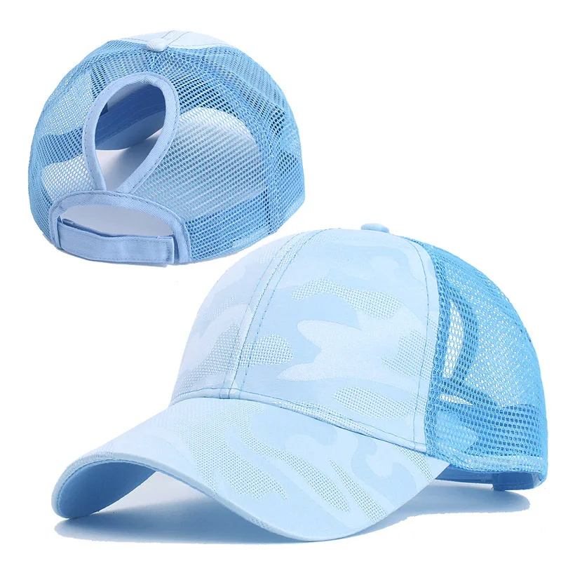 Ponytail Baseball Caps Spring Summer Cotton Mesh Sun Hat Running Snapback Hat Female Adjustable Girl Outdoor Visor Hats