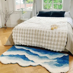 Blue Sea standard adorned rug, rug gathering, anti slip doormat, aesthetic house pillow, beautiful japanese-style floor tapete 8 Main Sales Blue Carpet - №5