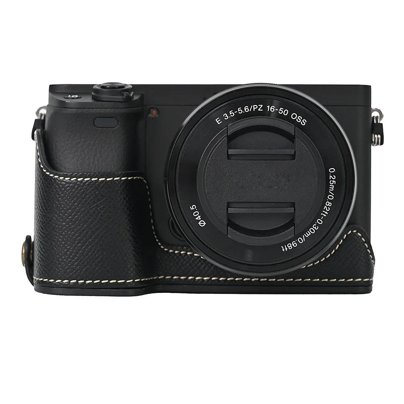 جلد نصف حالة لسوني ، قبضة الكاميرا مع حزام ، A6400 ، A6300 ، A6100