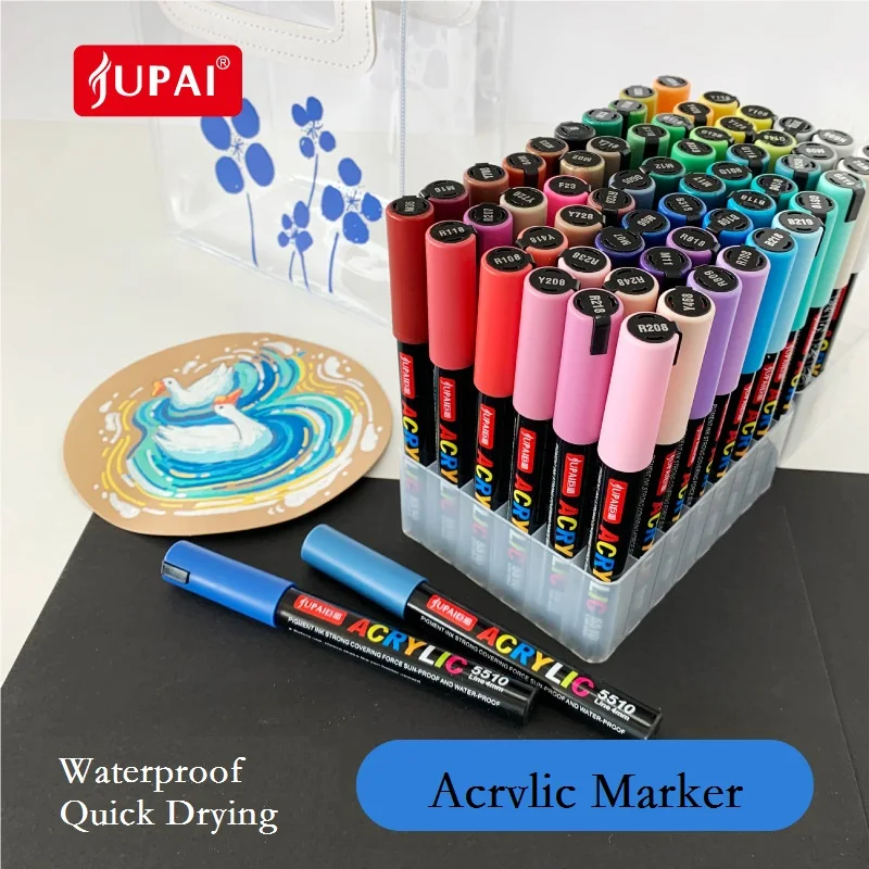 

Jupai Acrylic Pen Hand-painted Marker Pens 12-60-color Ceramic Glass Fabric Graffiti Waterproof Water-based Painting Stationery