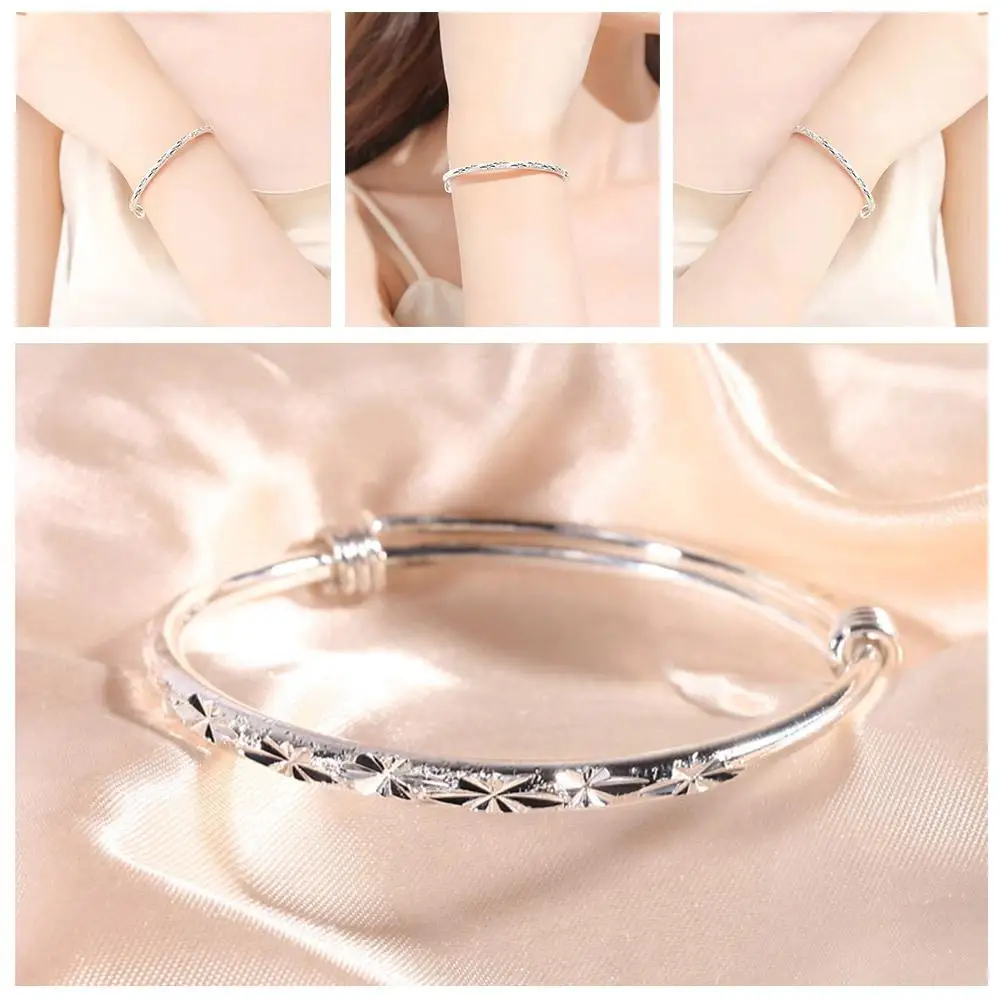 Alloy Material Silver Color Plated Bracelet Silver Jewelry Flower Car Alloy Adjustable Push-pull Bracelet Design Starry I2l8