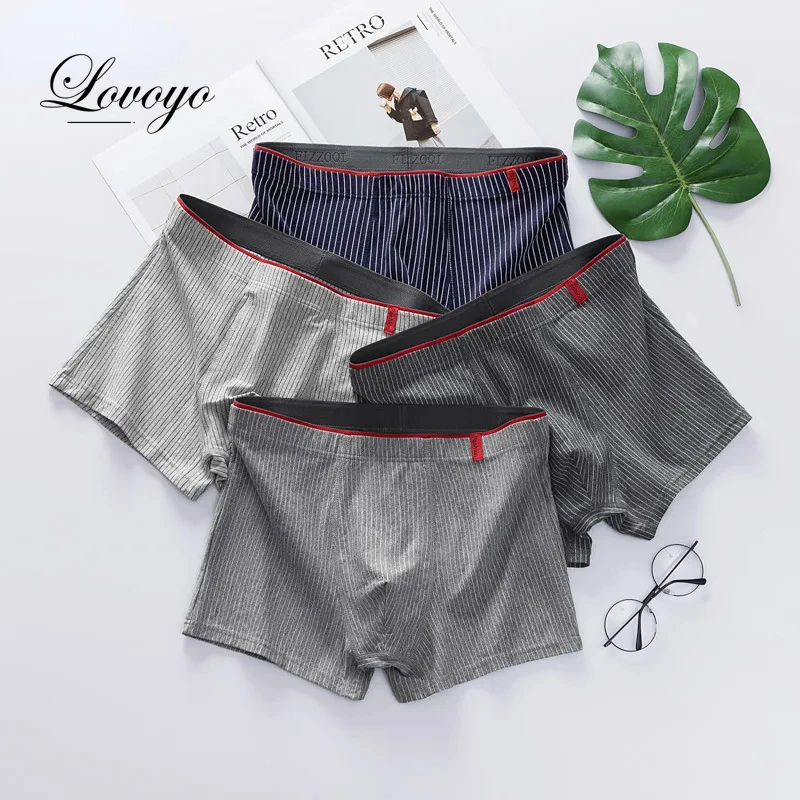 Men Panties Cotton Underwear Breathable Underwear Male Comfort Panties L-4XL Underpants Striped Boys Underwear