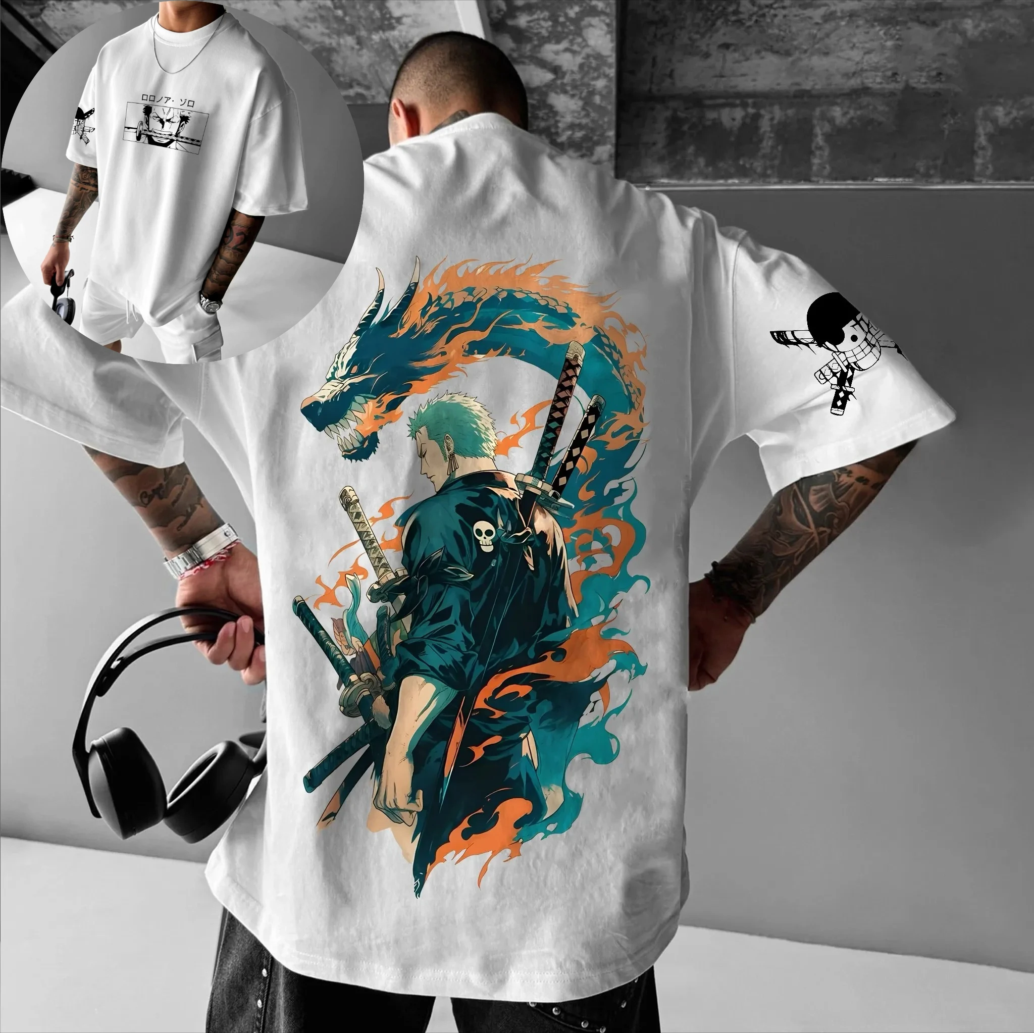 

One Piece Nami Anime Graphic Tshirt 2025 Summer Men's White Cotton T-shirt Cool Lightning Effect Pattern for Casual Cosplay