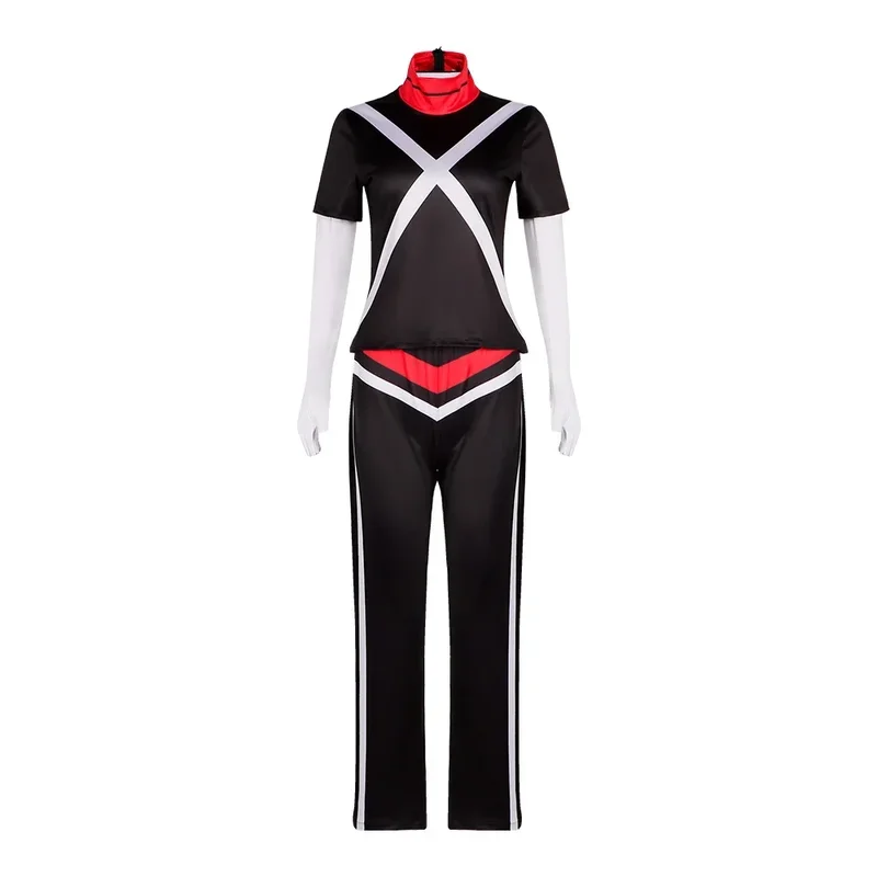 동물 Hazbin 코스프레 Vaggie 코스튬 변장 악마 점프 슈트, 여성용 유니폼 풀 세트, 할로윈 카니발 파티 옷, 롤플라