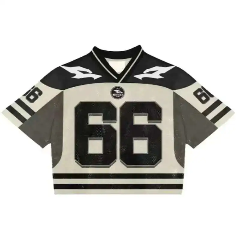 Y2K American T-shirt Harajuku Hip Hop Fashion Football Jersey Streetwear Vintage Casual Breathable Splicing Loose Short Sleeve image 4