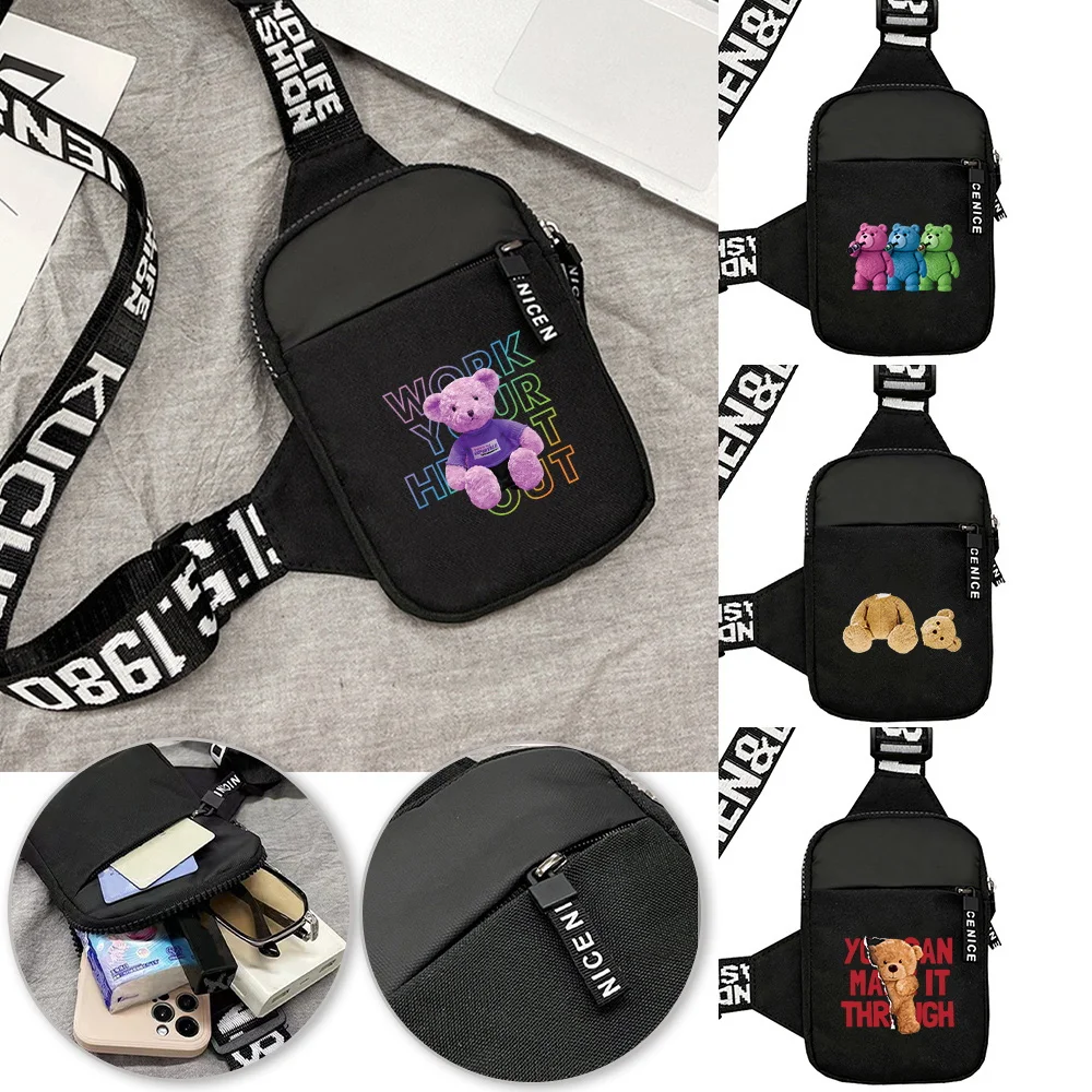 

Мужская нагрудная сумка, модная многофункциональная нагрудная сумка для фитнеса и йоги, серия Mini Bear, мужская и женская спортивная сумка через плечо на одно плечо