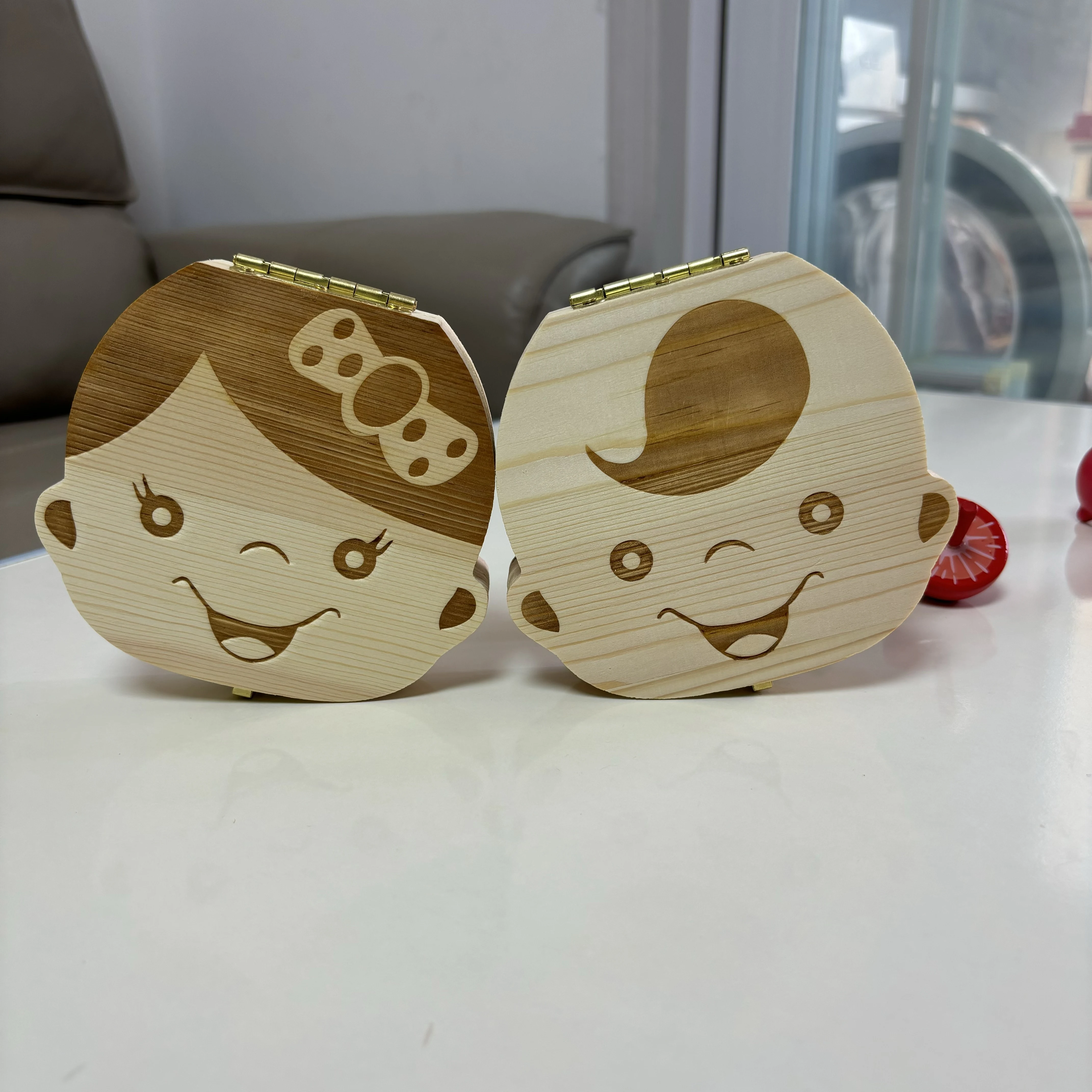 English/Spanish/French Baby Tooth Boxes Kids Milk Teeth Keepsake Boxes Newborn Baby Memory Teeth Umbilical Lanugo Organizer Gift