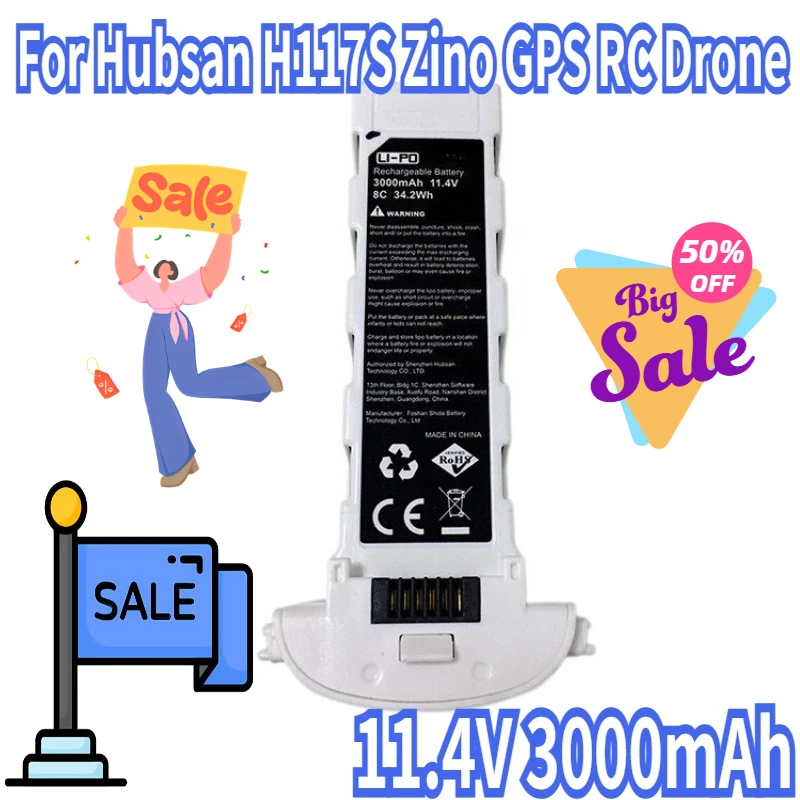 

For Hubsan H117S Zino GPS RC Drone Quadcopter Spare Part 11.4V 3000mAh Intelligent Flight Battery For RC FPV Racing Camera Drone