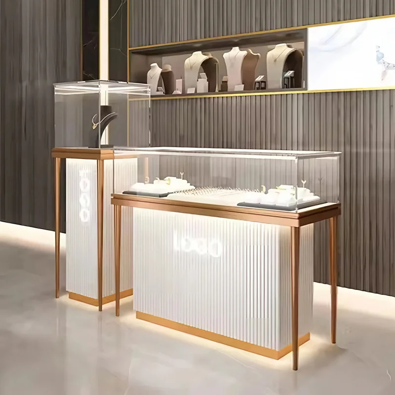 

custom.Luxury Wooden Jewelry Display Cabinet with Tempered Glass Door Retail Store