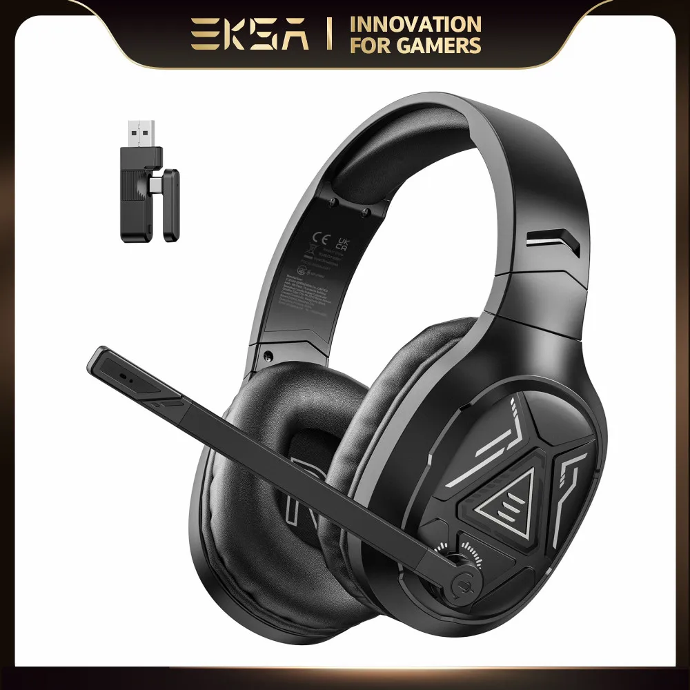 

EKSA E5 BT 2.4GHz Wireless Headphones with Mic, Bluetooth 5.3, 20ms Low latency, Wired Gaming Headset for PC/PS4/PS5/Xbox/Switch