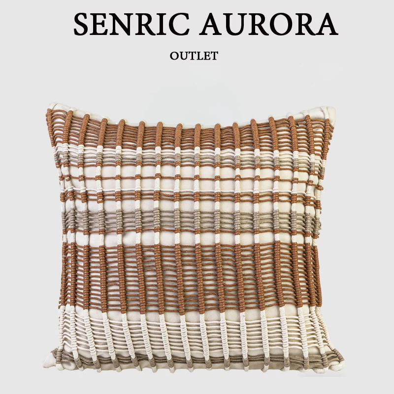 Design Luxury Cushion Cover 30x50 45x45cm Yellow Coffee Woven Square Pillowcase For Home Hotel Bed Living Room Sofa