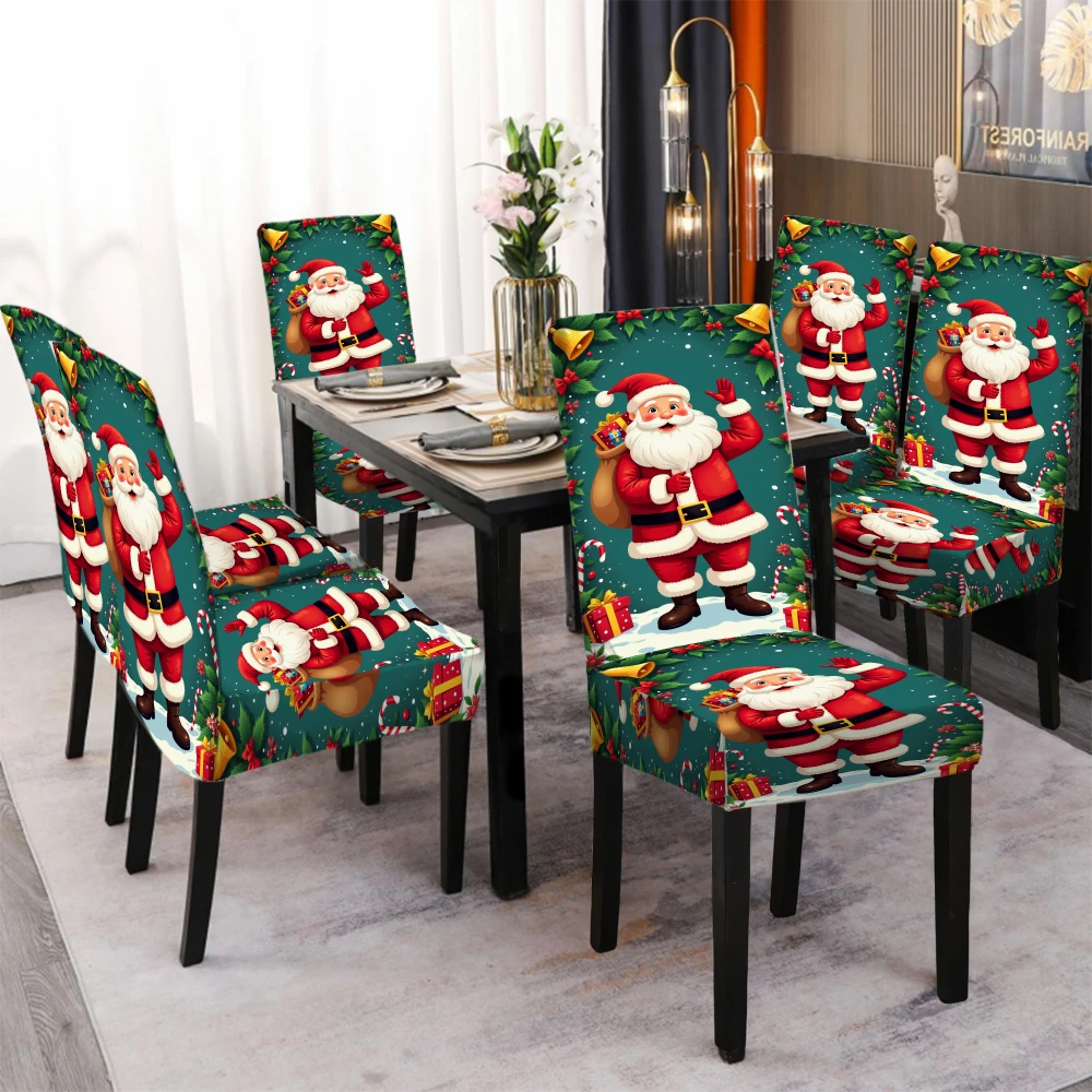 4/6pcs Santa Claus Pattern Restaurant Seat Protectors Holiday Decoration Home Holiday Party Supplies