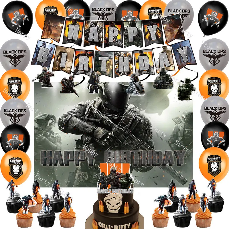 The Shooting Game Theme Call Of Duty Birthday Party Decoration Balloon Backdrop Banner Cake topper Party Supplies Baby Shower